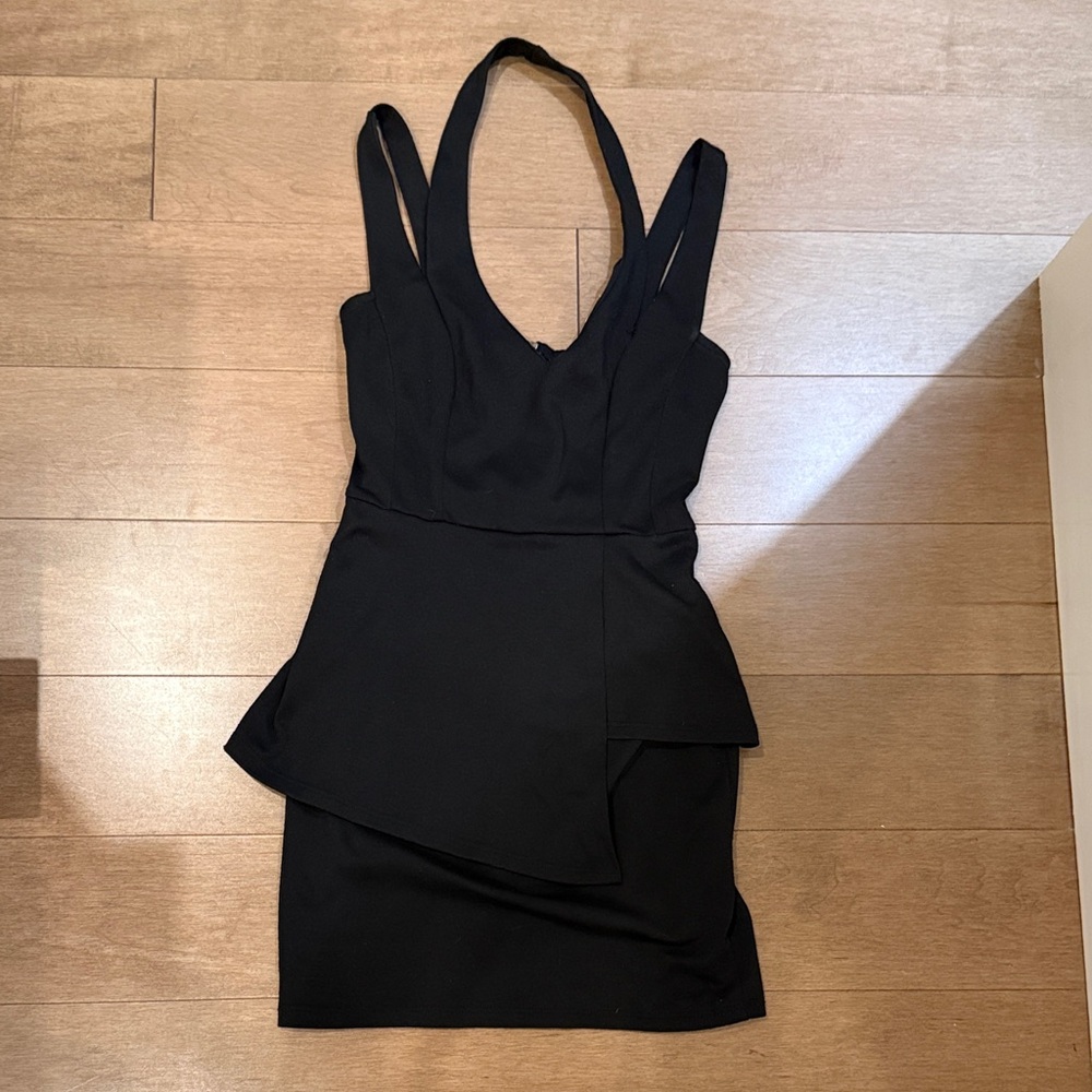 Mystic Black Halter Mini Dress